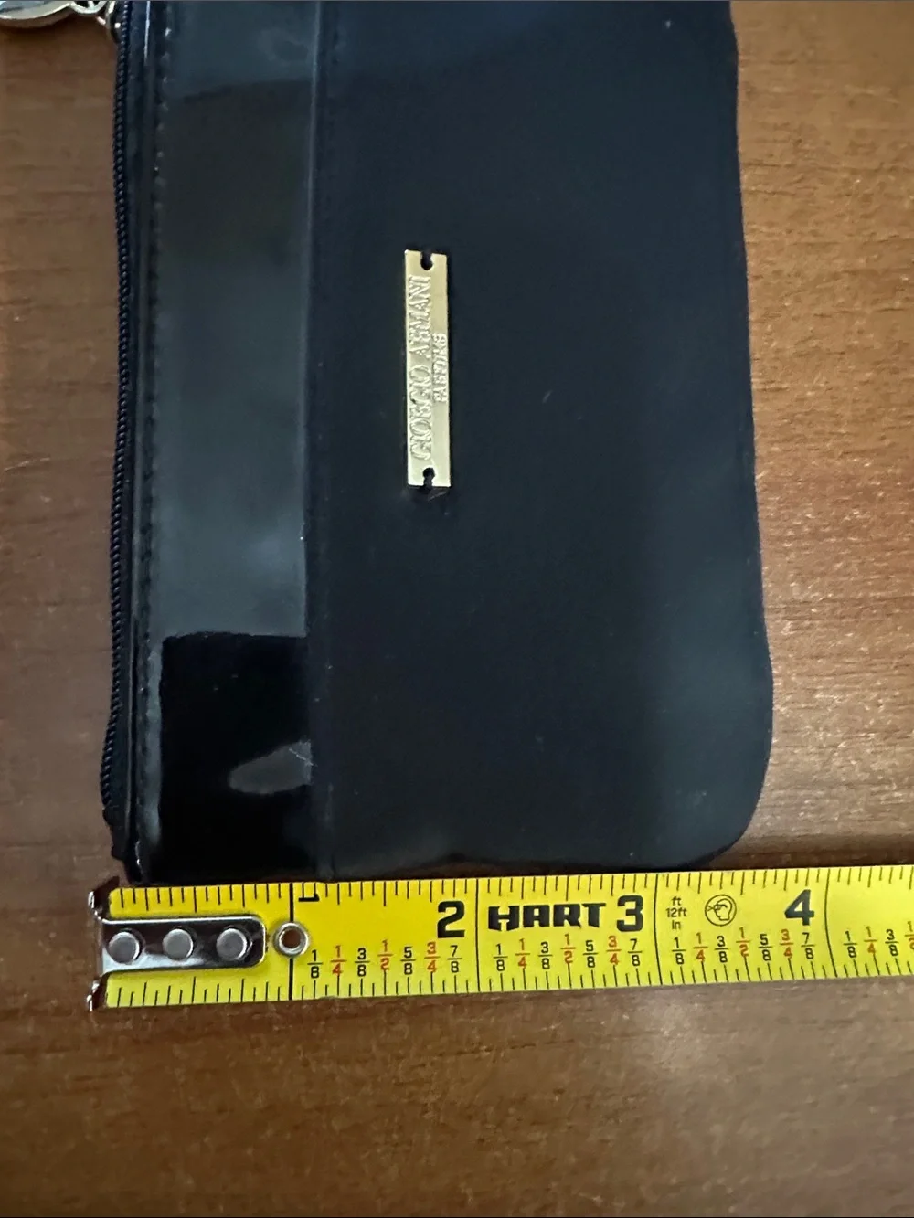 Giorgio Armani Black Cosmetic Pouch with Gold Hardware